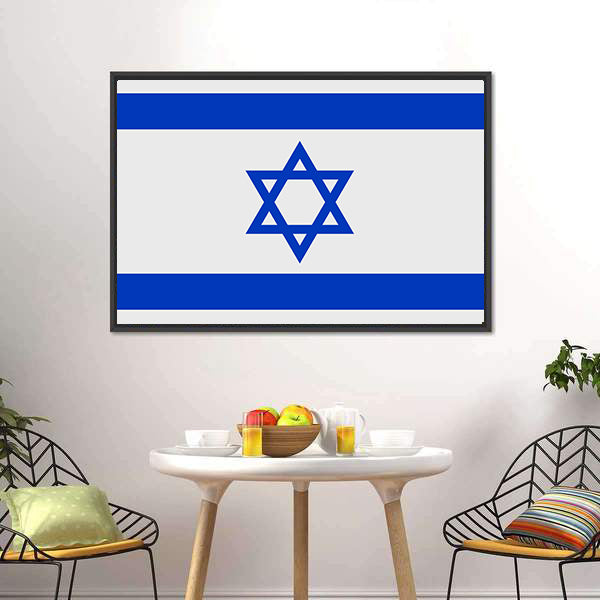 Flag Of Israel Canvas Wall Art-5 Horizontal-Gallery Wrap-22" x 12"-Tiaracle