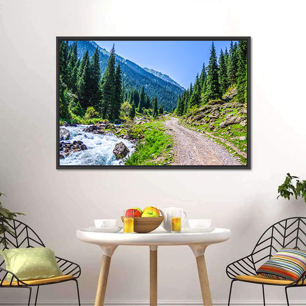 Mountain River Road Canvas Wall Art