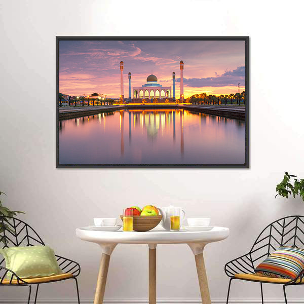 Songkhla Mosque Sunset Reflection Canvas Wall Art