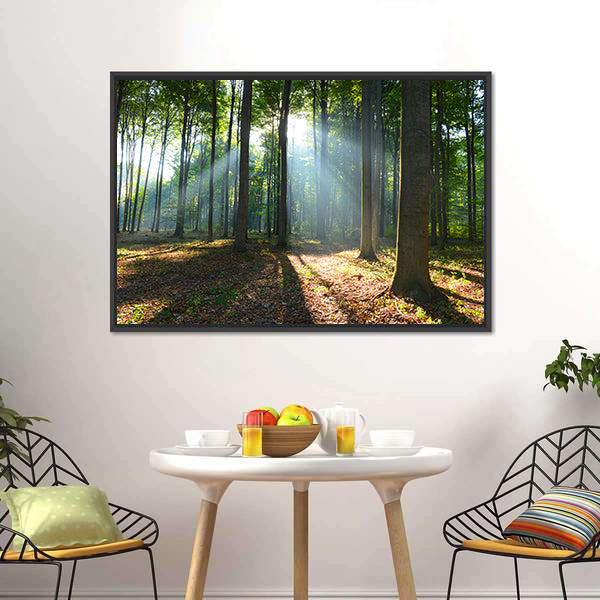 Morning In The Forest Canvas Wall Art-5 Horizontal-Gallery Wrap-22" x 12"-Tiaracle