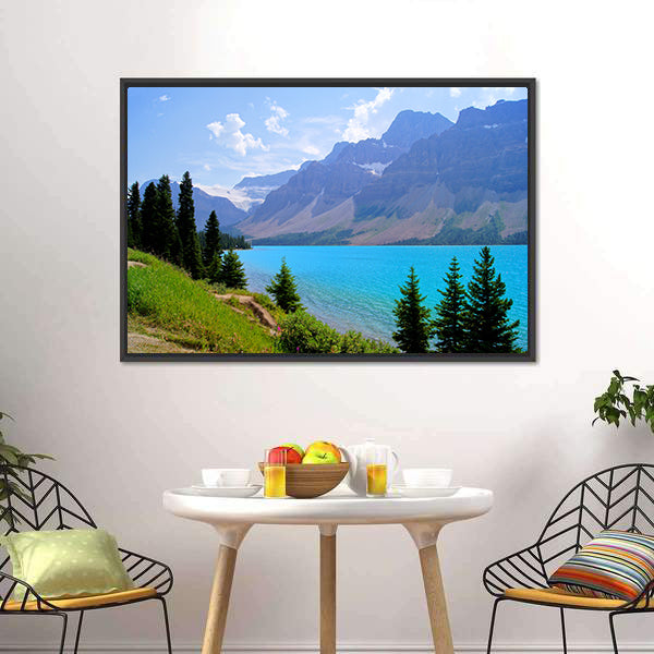 Bow Lake In Canada Canvas Wall Art-5 Horizontal-Gallery Wrap-22" x 12"-Tiaracle