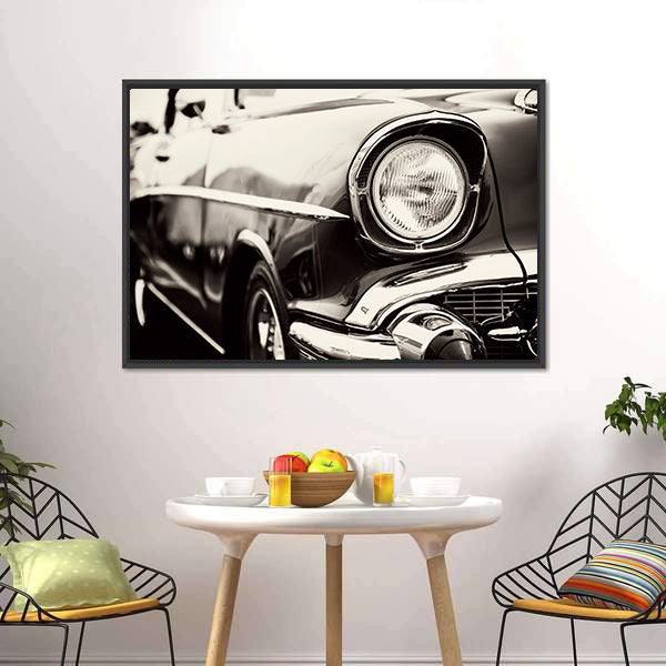 Classic Car Headlight Canvas Wall Art-3 Horizontal-Gallery Wrap-25" x 16"-Tiaracle