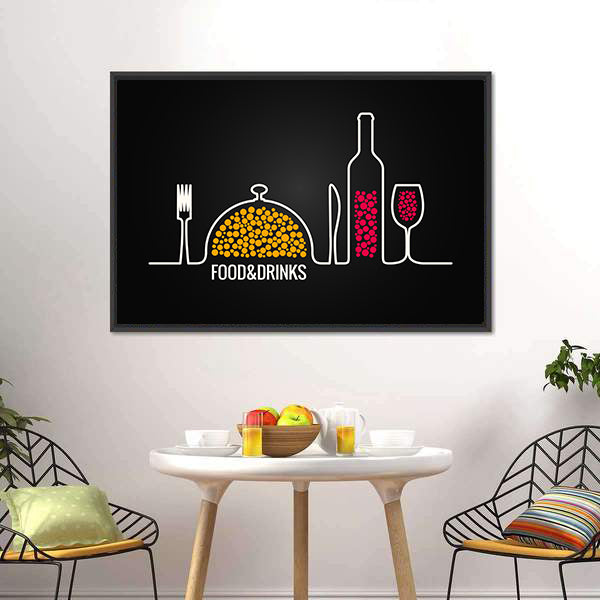 Food & Drinks Menu Line Canvas Wall Art