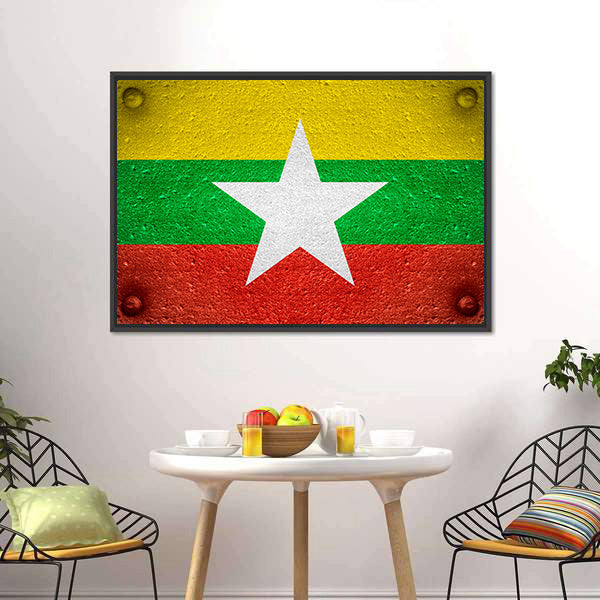 Flag Of Burma Canvas Wall Art-5 Horizontal-Gallery Wrap-22" x 12"-Tiaracle