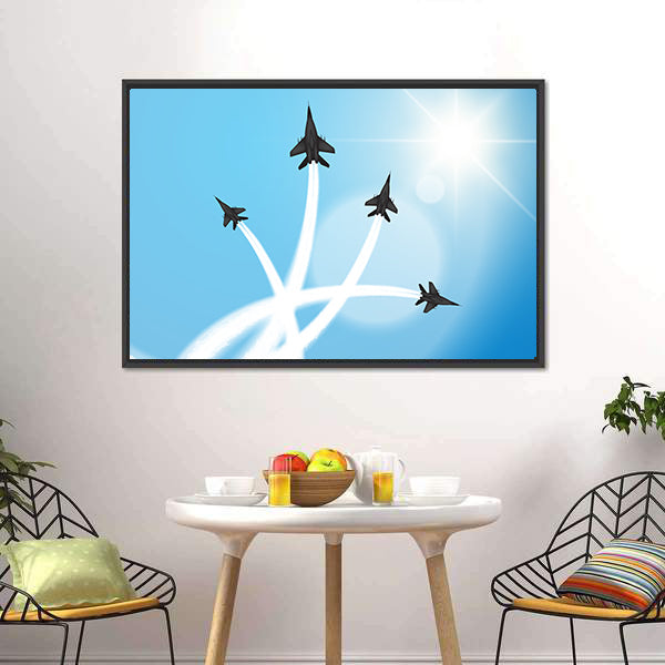 Fighter Jets Performing Acrobatics Canvas Wall Art