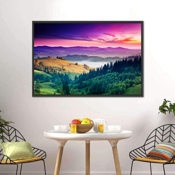 Fantastic Morning Mountain Landscape Canvas Wall Art-5 Horizontal-Gallery Wrap-22" x 12"-Tiaracle