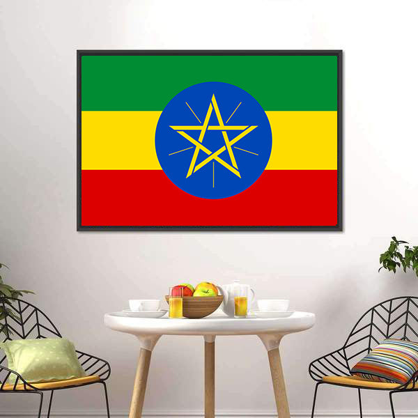 Flag Of Ethiopia Canvas Wall Art-5 Horizontal-Gallery Wrap-22" x 12"-Tiaracle