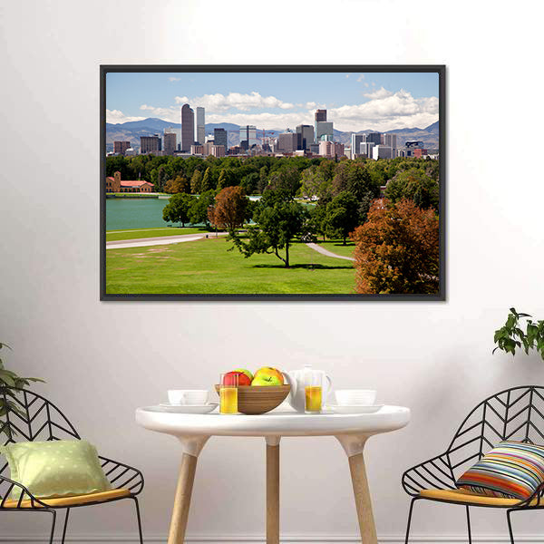 Denver Skyline Canvas Wall Art-5 Horizontal-Gallery Wrap-22" x 12"-Tiaracle
