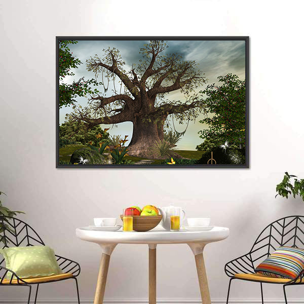Enchanted Giant Tree with Winding Path Canvas Wall Art