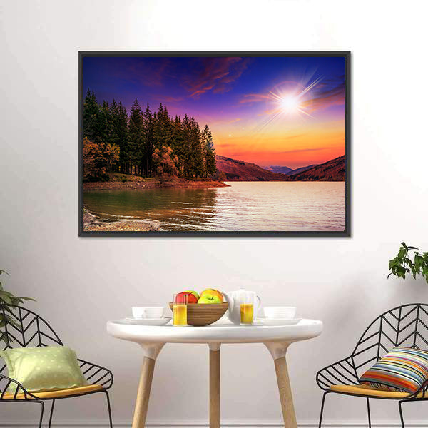 Mountain Lake in Autumn Canvas Wall Art