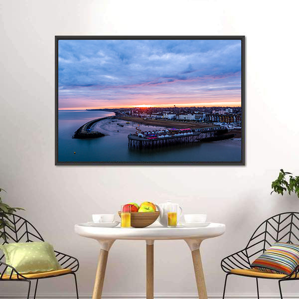 Herne Bay Pier At Sunrise Canvas Wall Art-5 Horizontal-Gallery Wrap-22" x 12"-Tiaracle