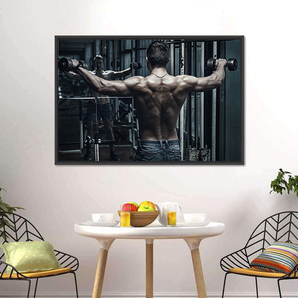 Athlete In Old Rusty Gym Canvas Wall Art-3 Horizontal-Gallery Wrap-25" x 16"-Tiaracle