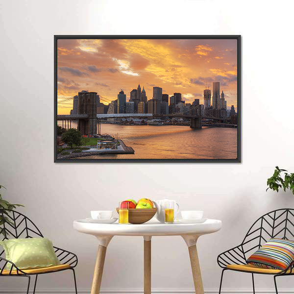 Downtown New York City Canvas Wall Art-5 Horizontal-Gallery Wrap-22" x 12"-Tiaracle