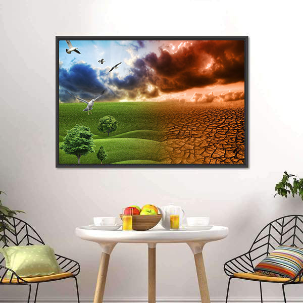 Nature Contrast in Global Warming Canvas Wall Art