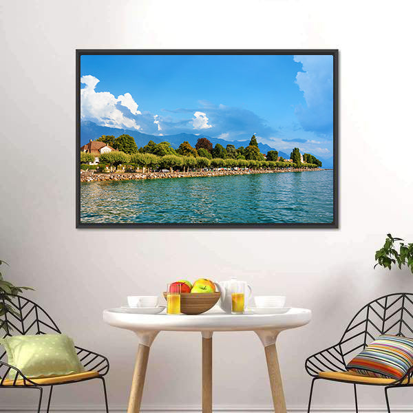 Lake Geneva in Vevey Canvas Wall Art