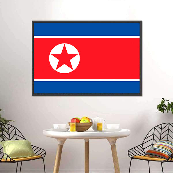 Flag Of North Korea Canvas Wall Art-5 Horizontal-Gallery Wrap-22" x 12"-Tiaracle