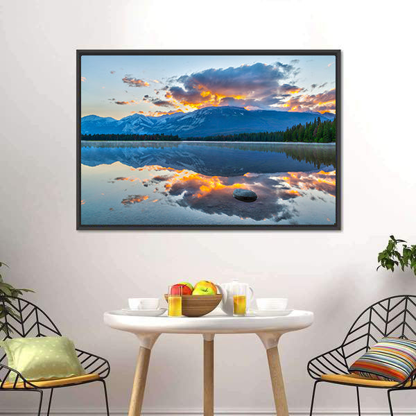 Morning In Edith Lake Canvas Wall Art-3 Horizontal-Gallery Wrap-25" x 16"-Tiaracle