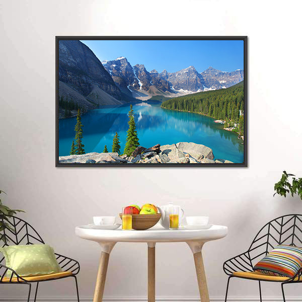 Moraine Lake In Canadian Rockies Canvas Wall Art