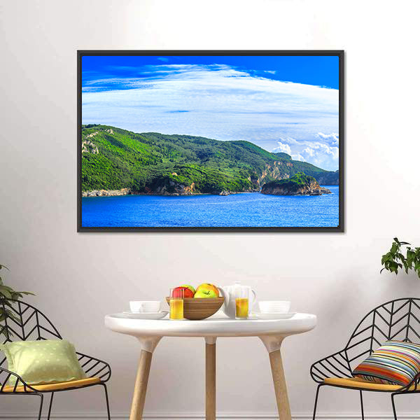 Lush Greek Coastline Canvas Wall Art