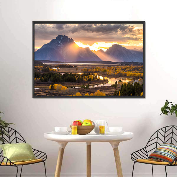 Grand Teton Sunrise Over River Valley Canvas Wall Art