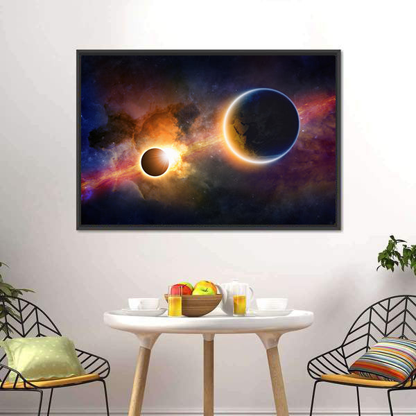Glowing Planet Earth in Space Canvas Wall Art