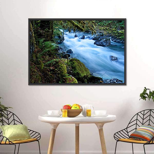 Forest With A River Canvas Wall Art-5 Horizontal-Gallery Wrap-22" x 12"-Tiaracle
