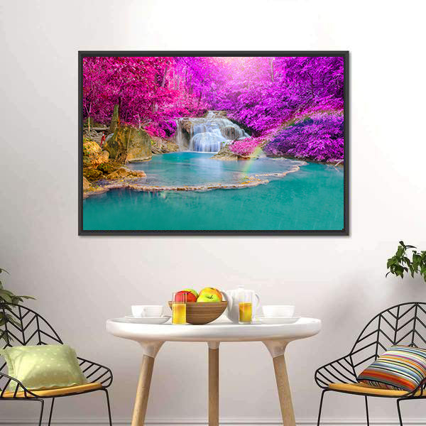 Erawan Waterfall Canvas Wall Art-5 Horizontal-Gallery Wrap-22" x 12"-Tiaracle