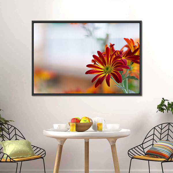 Chrysanthemum Under Sky Canvas Wall Art-3 Horizontal-Gallery Wrap-25" x 16"-Tiaracle