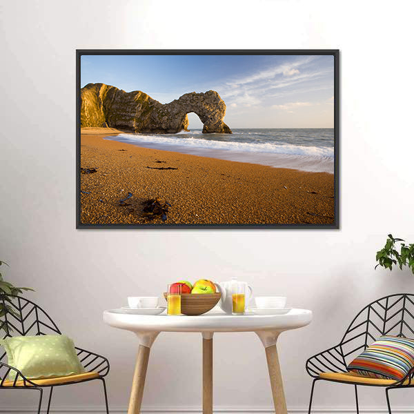 Durdle Door Natural Rock Arch In Dorset England Canvas Wall Art-5 Horizontal-Gallery Wrap-22" x 12"-Tiaracle