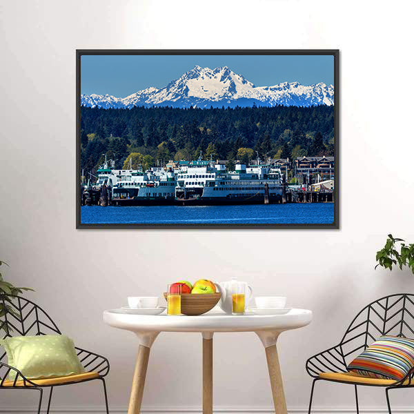 Snow-capped Mount Olympus with Lake Canvas Wall Art