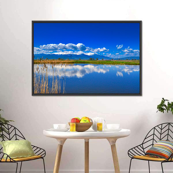 Snow-capped Mountain Lake with Reflections Canvas Wall Art