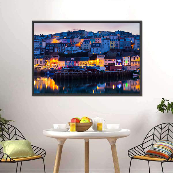 Brixham Harbour at Sunset Canvas Wall Art