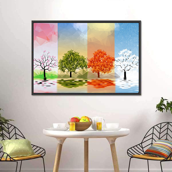 Four Seasons Geometric Landscape Canvas Wall Art