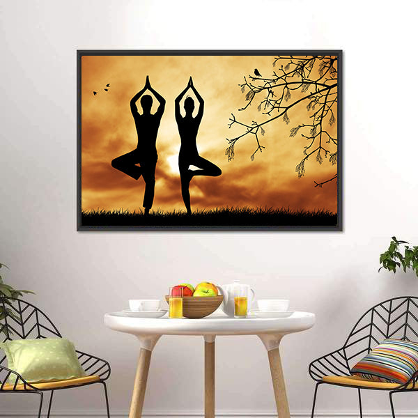 Couple Doing Yoga Canvas Wall Art-5 Horizontal-Gallery Wrap-22" x 12"-Tiaracle