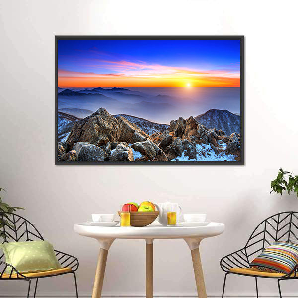 Deogyusan Sunrise Over Snow-capped Peaks Canvas Wall Art