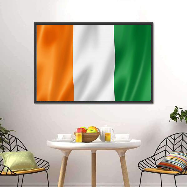 Ivory Coast Flag with Rippling Fabric Canvas Wall Art