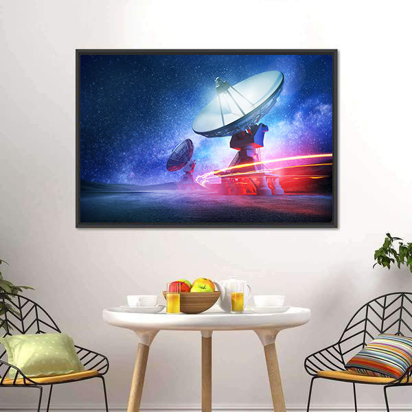 Deep Space Radio Telescope On A Milky Way Canvas Wall Art-5 Horizontal-Gallery Wrap-22" x 12"-Tiaracle