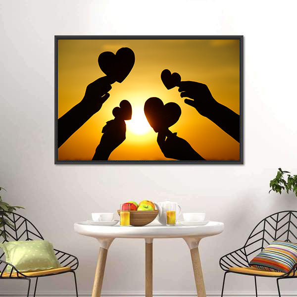 Hands Holding Hearts Canvas Wall Art-5 Horizontal-Gallery Wrap-22" x 12"-Tiaracle