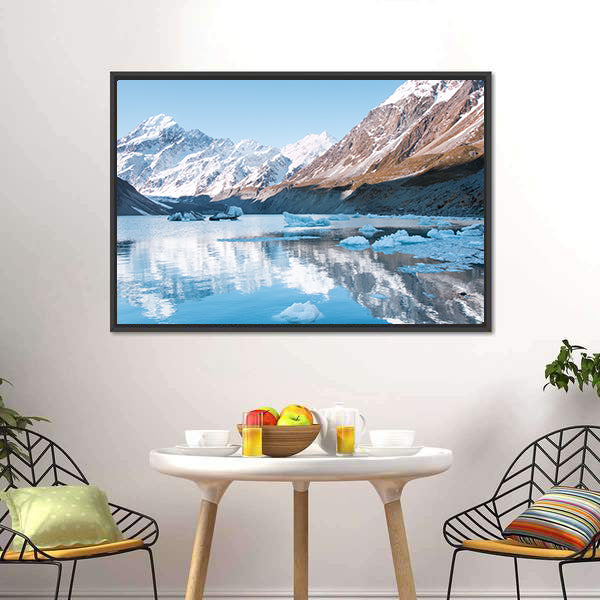 Glacial Lake with Snow-capped Mountains Canvas Wall Art