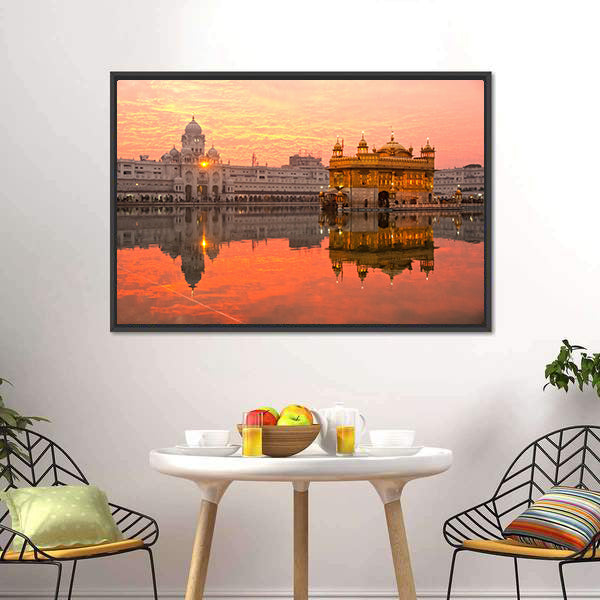 Golden Temple in Amritsar India Canvas Wall Art-5 Horizontal-Gallery Wrap-22" x 12"-Tiaracle