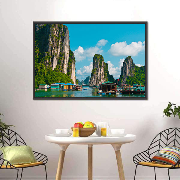 Floating Fishing Village Canvas Wall Art