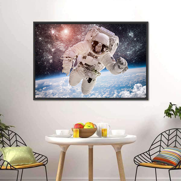 Astronaut In Space Canvas Wall Art-5 Horizontal-Gallery Wrap-22" x 12"-Tiaracle