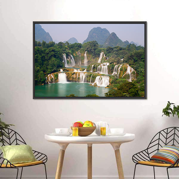 Ban Goic Waterfall In China Canvas Wall Art-5 Horizontal-Gallery Wrap-22" x 12"-Tiaracle
