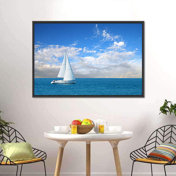 Modern Sail Boat Canvas Wall Art-5 Horizontal-Gallery Wrap-22" x 12"-Tiaracle