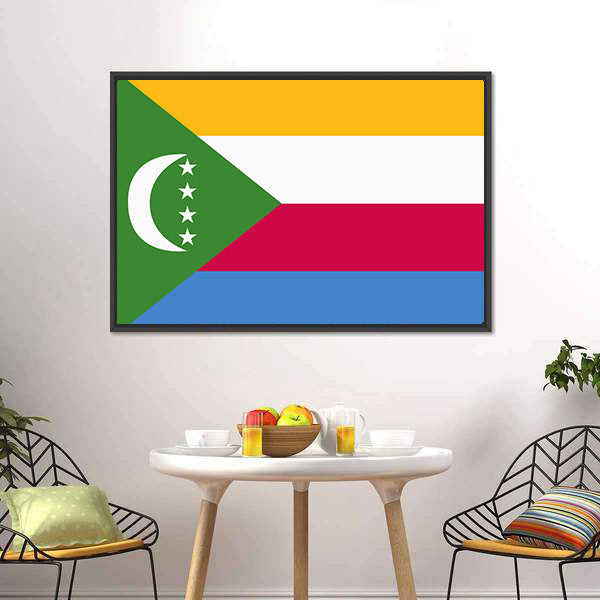 Flag Of Comoros Canvas Wall Art-5 Horizontal-Gallery Wrap-22" x 12"-Tiaracle