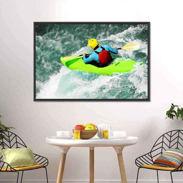 Kayaking in Extreme Fall Canvas Wall Art-3 Horizontal-Gallery Wrap-25" x 16"-Tiaracle