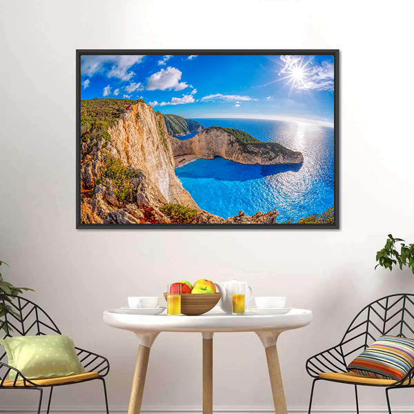 Navagio Beach With Shipwreck Greece Canvas Wall Art-5 Horizontal-Gallery Wrap-22" x 12"-Tiaracle