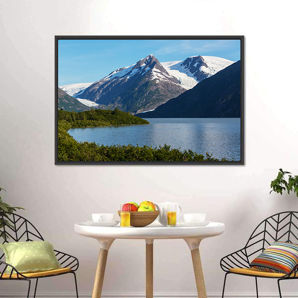 Lake Near Alaska Mountains Canvas Wall Art-3 Horizontal-Gallery Wrap-25" x 16"-Tiaracle
