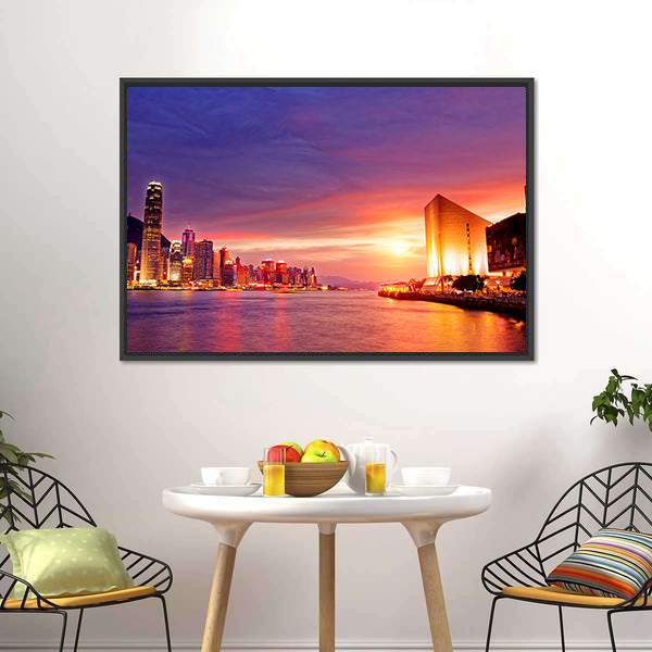 Hong Kong Cityscape at Sunset Canvas Wall Art
