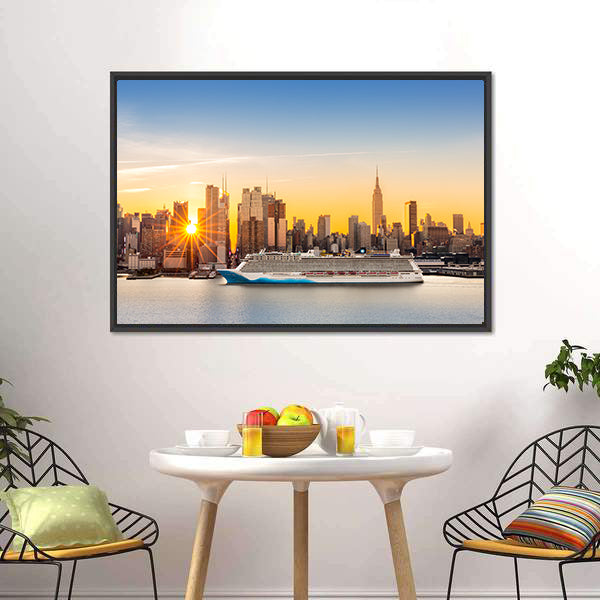 New York City Skyline Canvas Wall Art-5 Horizontal-Gallery Wrap-22" x 12"-Tiaracle